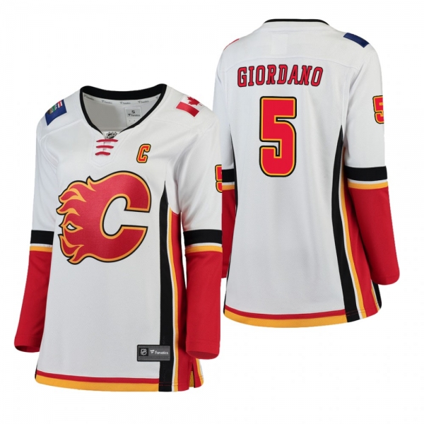 Women's Mark Giordano #5 Calgary Flames Away Breakaway Player White Bargain Jersey