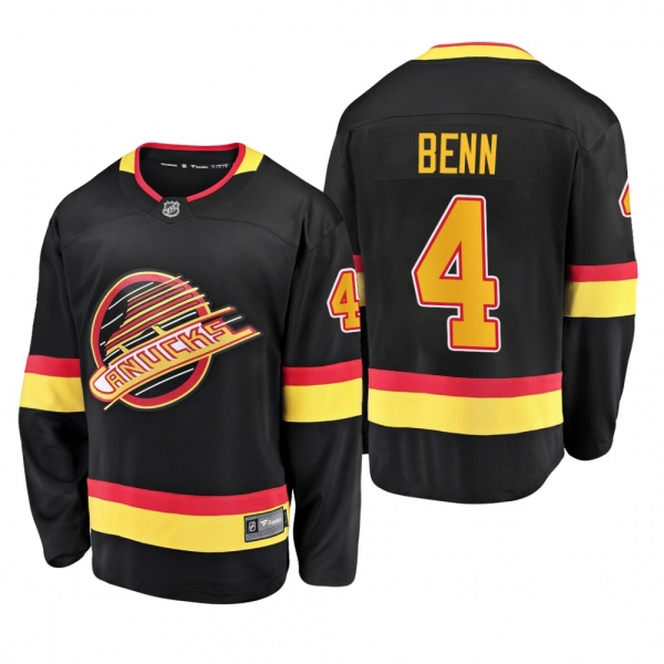 Jordie Benn #4 Canucks 90's Flying Skate 50th Anniversary Black Premier Breakaway Player Jersey