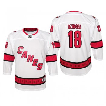 Youth Carolina Hurricanes Ryan Dzingel #18 Away Premier White Jersey