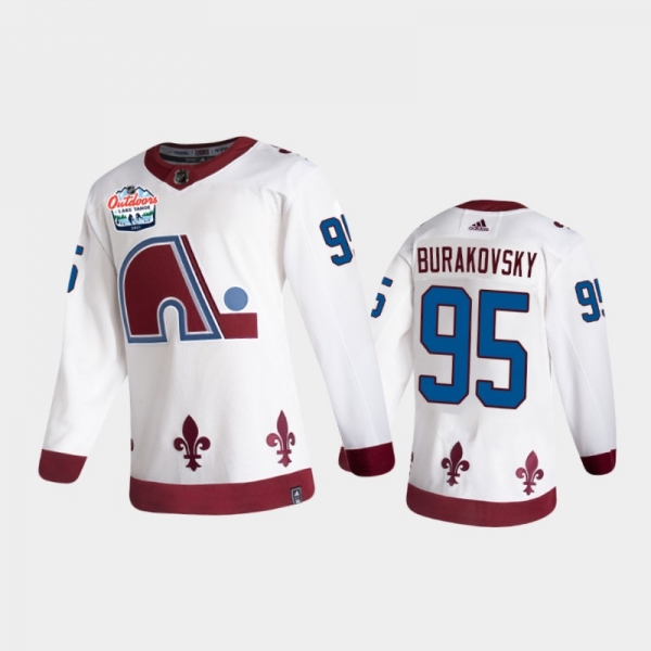 Men's Colorado Avalanche Andre Burakovsky #95 2021 Lake Tahoe White Authentic Patch Jersey