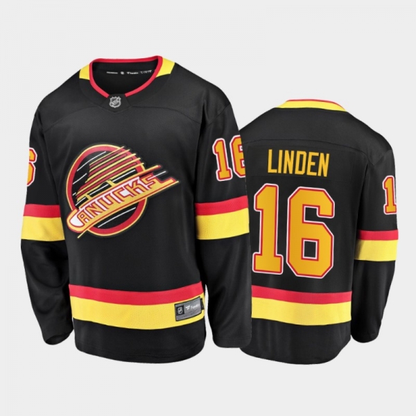 Vancouver Canucks Trevor Linden #16 50th Anniversary Black Premier Breakaway Player 90's Flying Skate Jersey