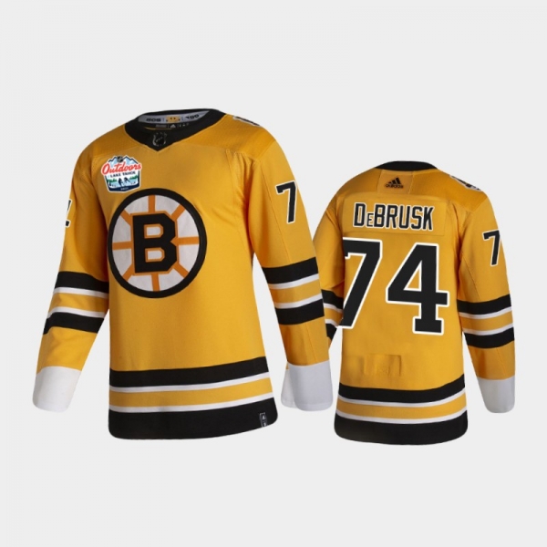 Men's Boston Bruins Jake DeBrusk #74 2021 Lake Tahoe Gold Authentic Patch Jersey