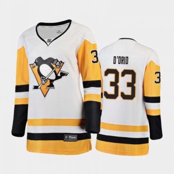 Women's 2021 Pittsburgh Penguins Alex D'Orio #33 Away Jersey - White