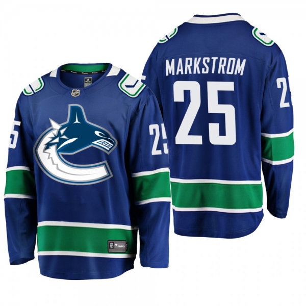 Vancouver Canucks Jacob Markstrom #25 Home Blue Breakaway Player Fanatics Branded Jersey