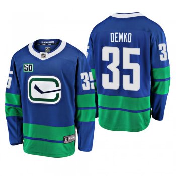 Canucks Thatcher Demko #35 50th Anniversary Alternate Jersey - Blue