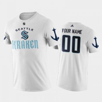 Men's Seattle Kraken Custom #00 Primary Logo 2021 White T-Shirt