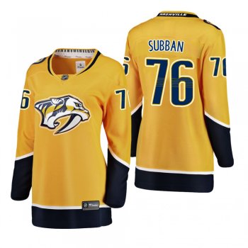 Women's P.K. Subban #76 Nashville Predators Home Breakaway Player Gold Bargain Jersey