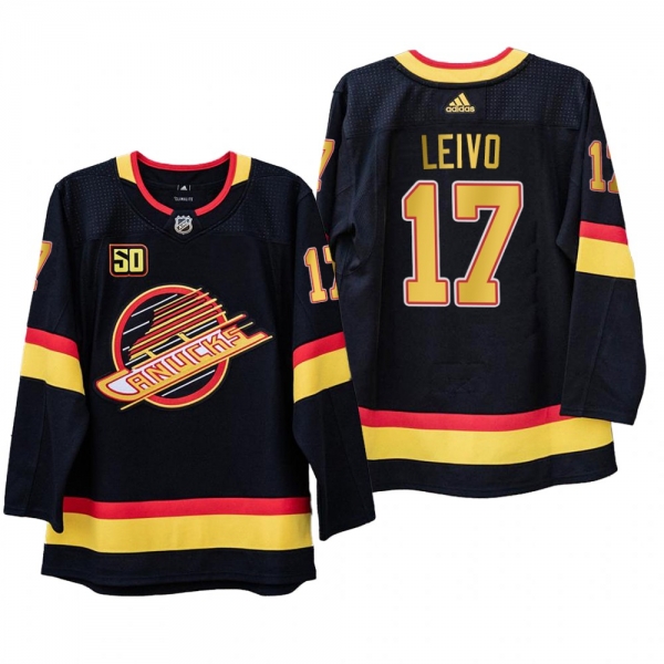 Vancouver Canucks Josh Leivo #17 50th Anniversary Black Adizero Throwback Jersey