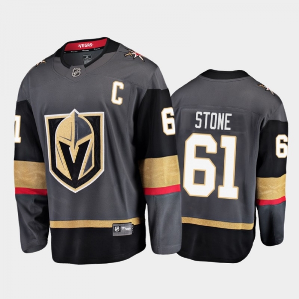 Men Vegas Golden Knights Mark Stone #61 Home Black 2021 Captain Jersey