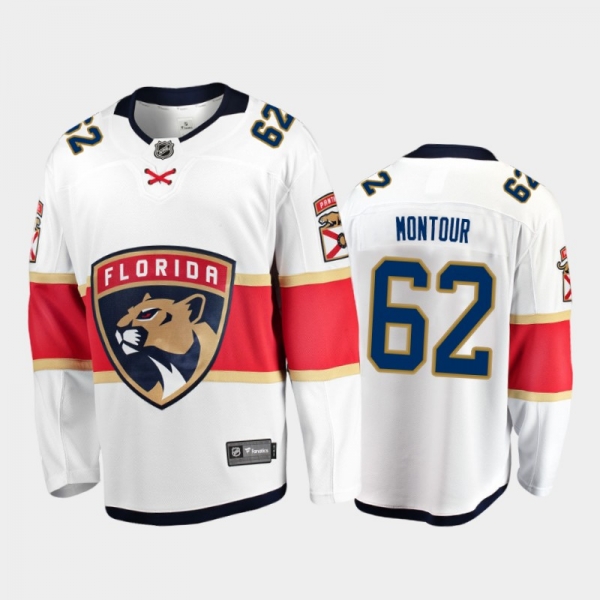 Men's Florida Panthers Brandon Montour #62 Away White 2021 Jersey