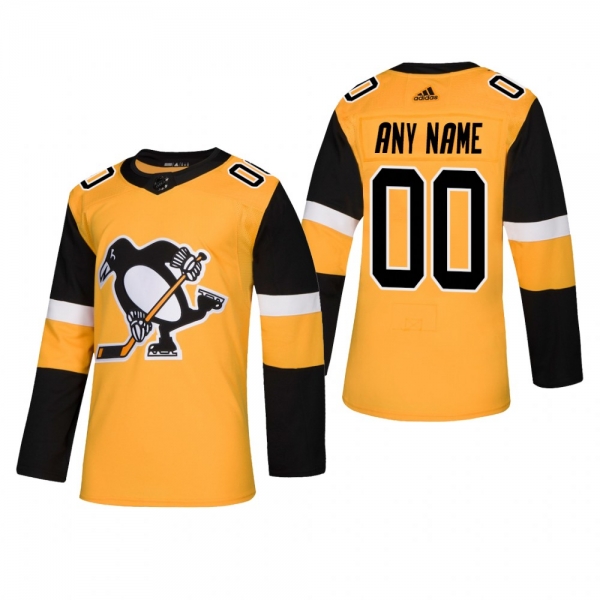 Men's Pittsburgh Penguins Custom #00 2019 Alternate Reasonable Authentic Jersey - Gold