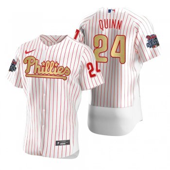 Men's Philadelphia Phillies Roman Quinn Nike White Gold 2008 World Series Champions Jersey