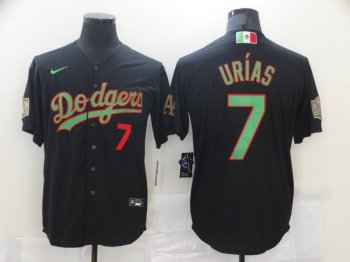 Men MLB Dodgers 7 Julio Urias Black Cool Base Men Jersey