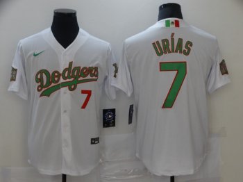 Men MLB Dodgers 7 Julio Urias White Mexico Flexbase Men Jersey