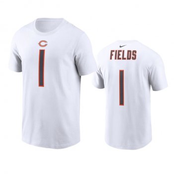 Chicago Bears Justin Fields White 2021 NFL Draft Name Number T-Shirt