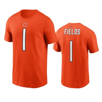 Chicago Bears Justin Fields Orange 2021 NFL Draft Name Number T-Shirt