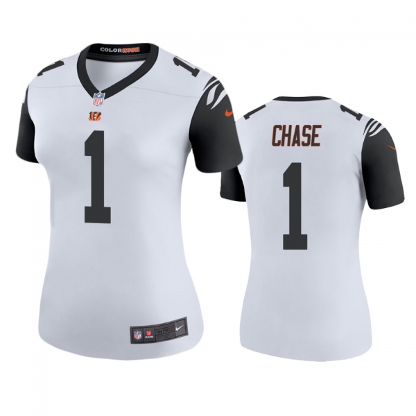 Women's Cincinnati Bengals Ja'Marr Chase White Color Rush Legend Jersey