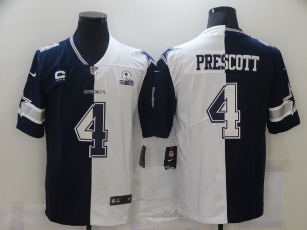 Men's Dallas Cowboys #4 Dak Prescott Blue White Two Tone 2021 Vapor Untouchable Stitched NFL Nike Limited Jersey