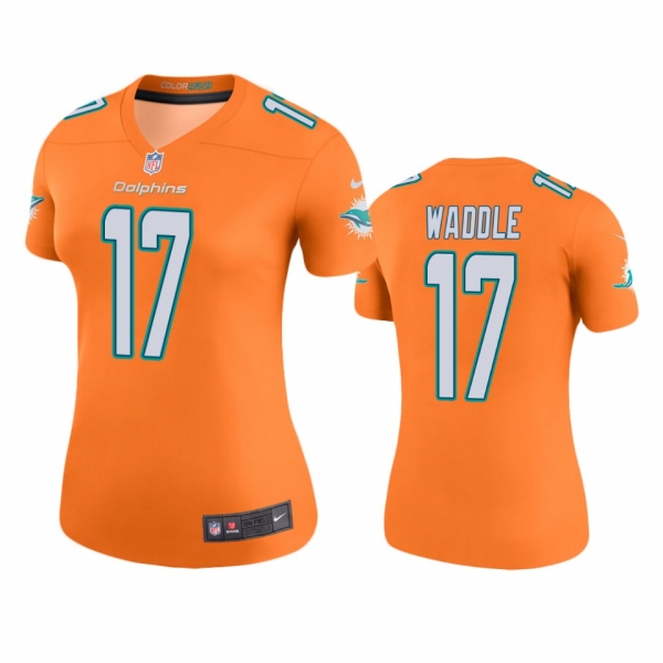 Women's Miami Dolphins Jaylen Waddle Orange Color Rush Legend Jersey