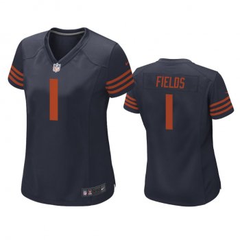 Women's Chicago Bears Justin Fields Navy Throwback Game Jersey