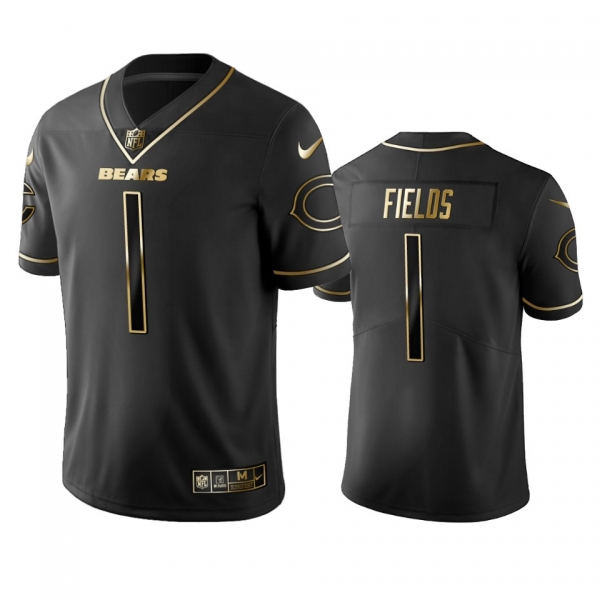 Justin Fields Bears Black Golden Edition Vapor Limited Jersey