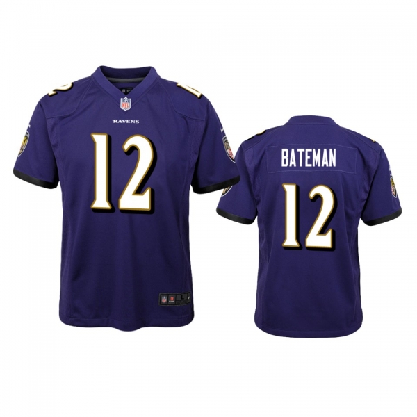 Youth Ravens Rashod Bateman Purple Game Jersey