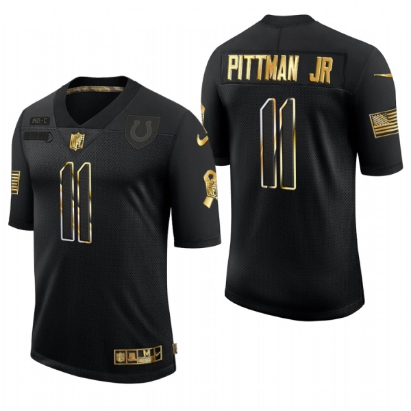 Colts #11 Michael Pittman Jr. Black 2020 Salute to Service Golden Limited Jersey