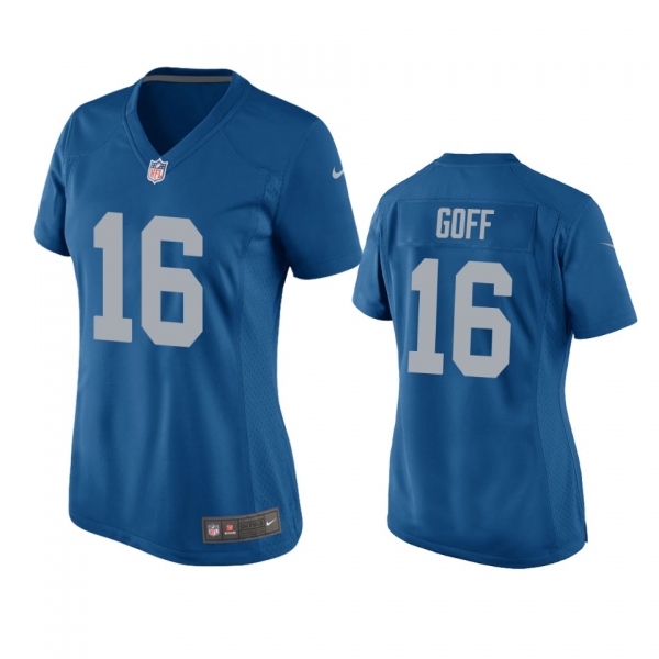 Women's Detroit Lions Jared Goff Blue Throwback Game Jersey