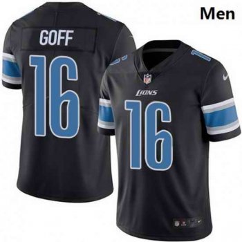 Men Detroit Lions 16 Jared Goff Black Men Stitched NFL Limited Rush Jersey