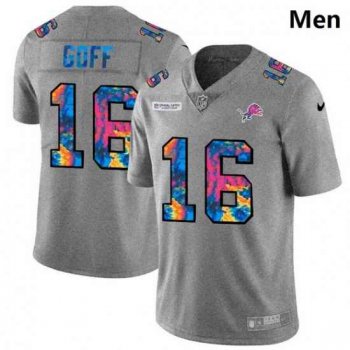 Men Detroit Lions 16 Jared Goff Men Nike Multi Color 2020 NFL Crucial Catch NFL Jersey Greyheather