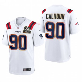 New England Patriots Shilique Calhoun 6X Super Bowl Champions Patch Game Jersey - White