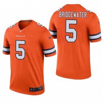 Broncos #5 Teddy Bridgewater Orange Color Rush Legend Jersey