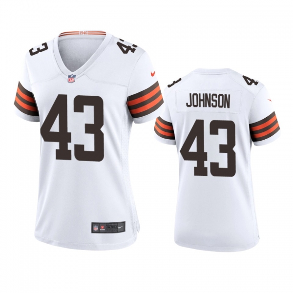 Women's Cleveland Browns John Johnson White Game Jersey