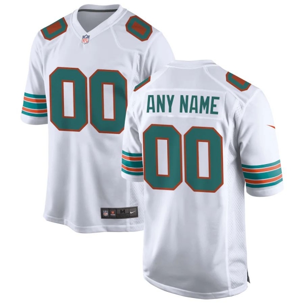 Men Miami Dolphins Nike White 2019 Alternate Replica Custom Game Jersey