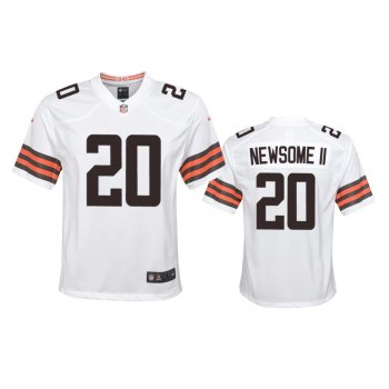 Youth Browns Greg Newsome II White Game Jersey