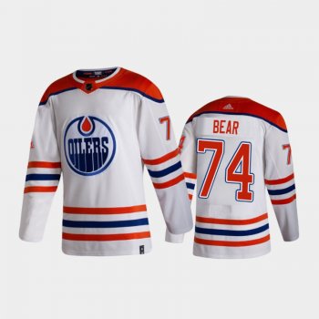 Men's Edmonton Oilers Ethan Bear #74 Reverse Retro 2020-21 White Authentic Jersey