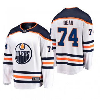 Men's Edmonton Oilers Ethan Bear #74 Away White Breakaway Player Cheap Jersey