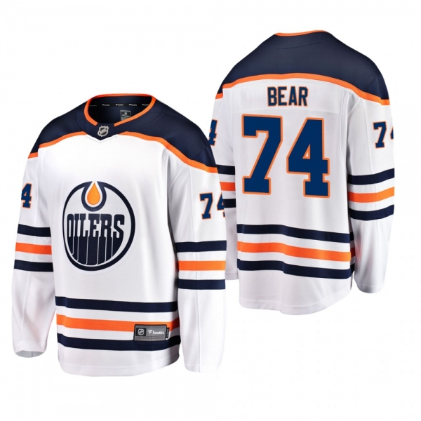 Men's Edmonton Oilers Ethan Bear #74 Away White Breakaway Player Cheap Jersey