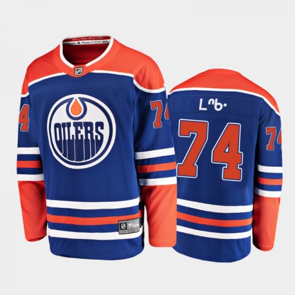 Men's Edmonton Oilers Ethan Bear #74 Cree syllabics Royal Honors Indigenous Heritage Jersey