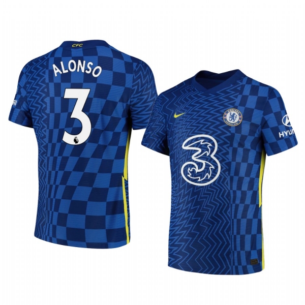 Chelsea Marcos Alonso Navy Home Vapor Match Men's Jersey 2021-22