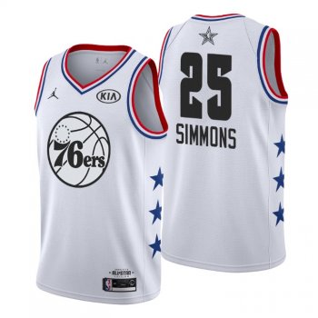 Men 2019 NBA All-Star Game Philadelphia 76ers #25 Ben Simmons White Swingman Jersey