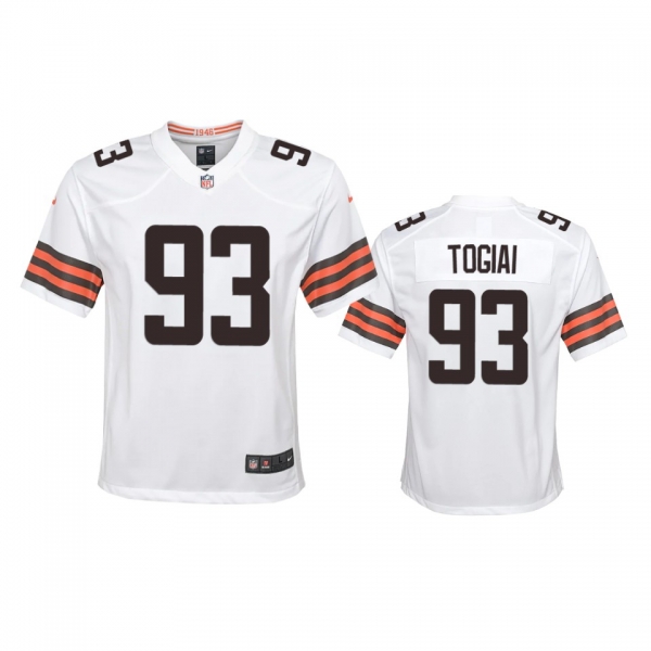 Youth Browns Tommy Togiai White Game Jersey