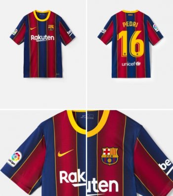 Men's Barcelona Pedri #16 Home Authentic Short Sleeve Blue Red Jersey