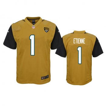 Youth Jacksonville Jaguars Travis Etienne Gold Color Rush Game Jersey