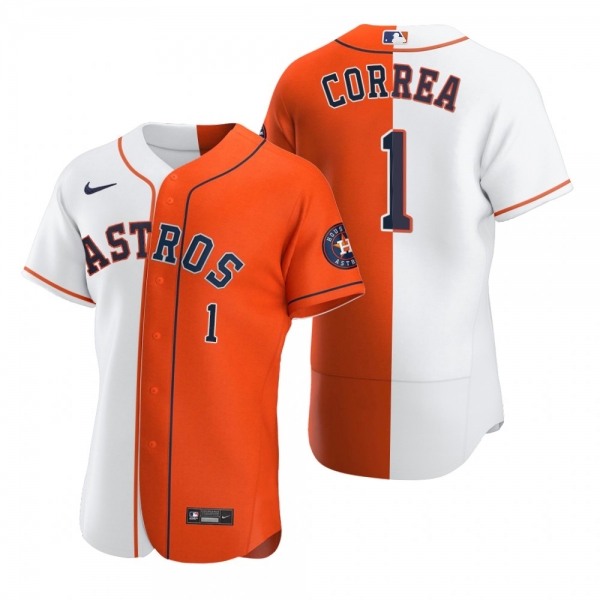 Houston Astros Carlos Correa White Orange Split Two-Tone Jersey