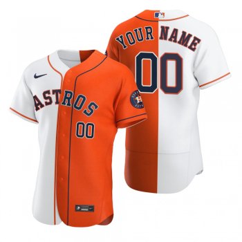 Houston Astros Custom White Orange Split Two-Tone Jersey