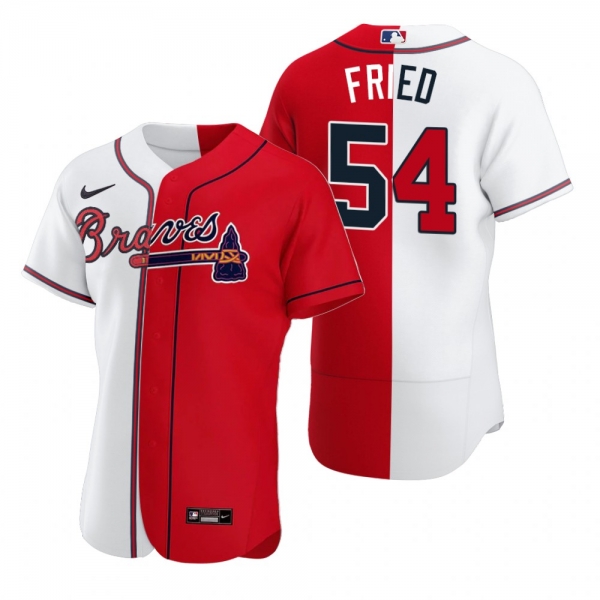 Atlanta Braves Max Fried White Red Split Two-Tone Jersey