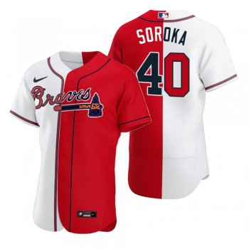 Atlanta Braves Mike Soroka White Red Split Two-Tone Jersey