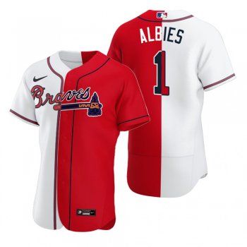 Atlanta Braves Ozzie Albies White Red Split Two-Tone Jersey