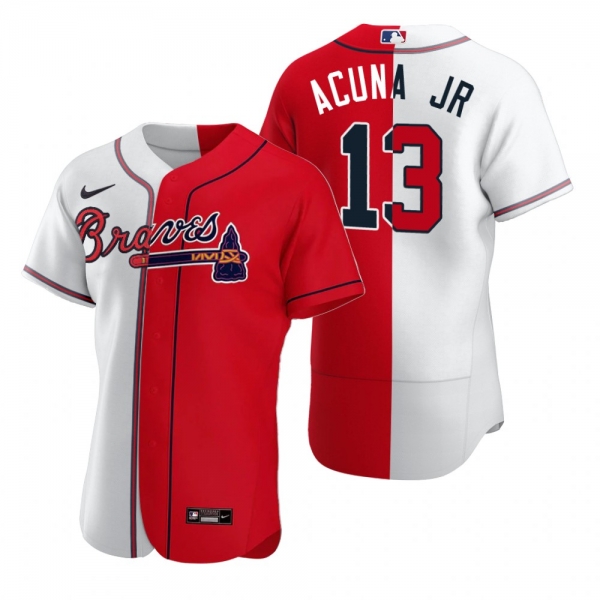 Atlanta Braves Ronald Acuna Jr. Nike White Red Authentic Split Jersey